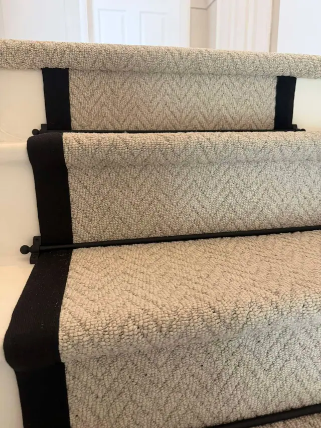 Close detail of herringbone texture and binding