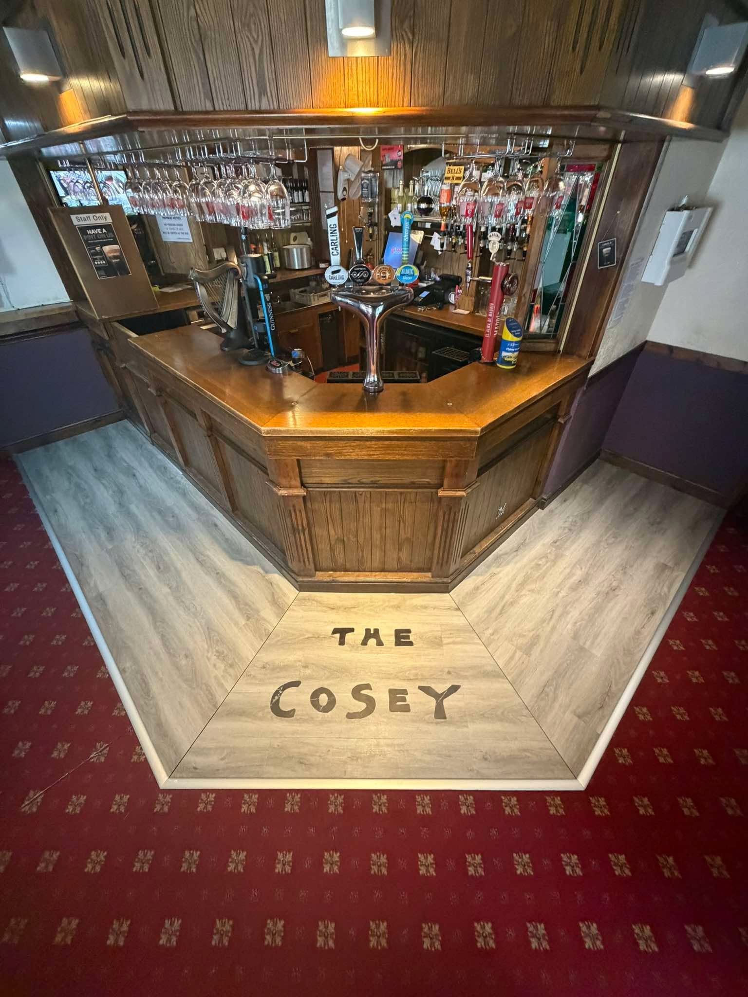 LVT fitted around the bar at The Cosey